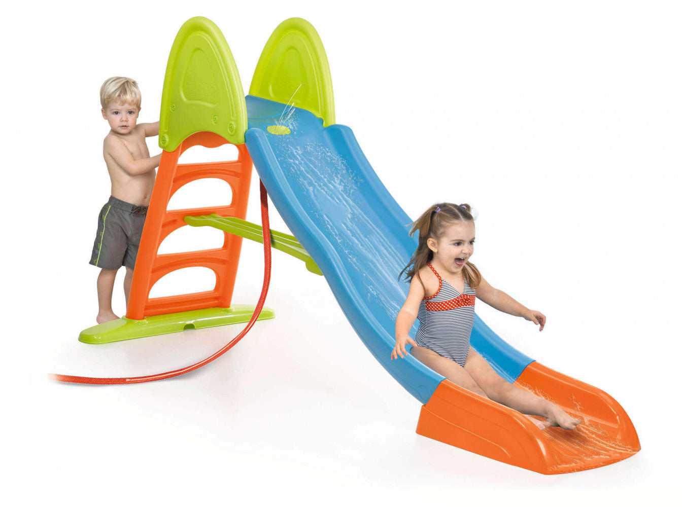 SUPER MEGA WATER SLIDE. Super large slide, with non-slip ladder, with high sides for greater safety. Max load 45 kg. Children 3+. Dimensions: 253 x 80 x 140 cm. Garden Furniture.