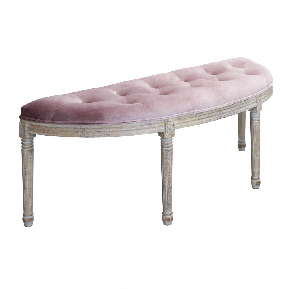 MARGI PINK VELVET BENCH. Dimensions: 125 x 45 x 48 cm.