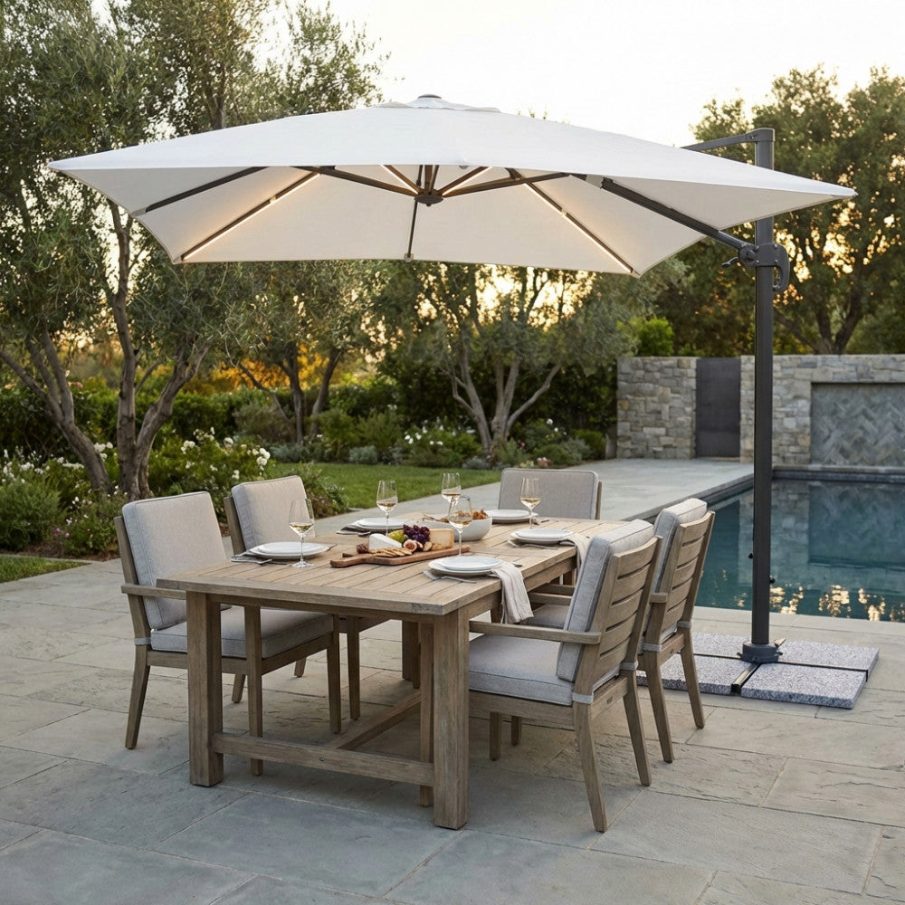 OMBRELLONE CON LED 3 X 4 PITAGORA ANTRACITE TELO GRIGIO. Dimensioni: m 3 x 4. Arredo Giardino