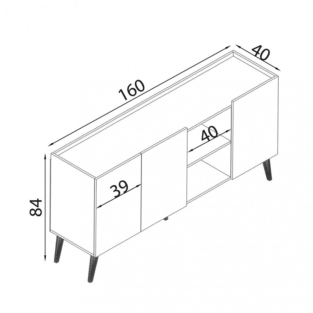 MOBILE FELY 3 ANTE E 2 MENSOLE ROVERE. Dimensioni: cm 160 x 40 x 83 h.