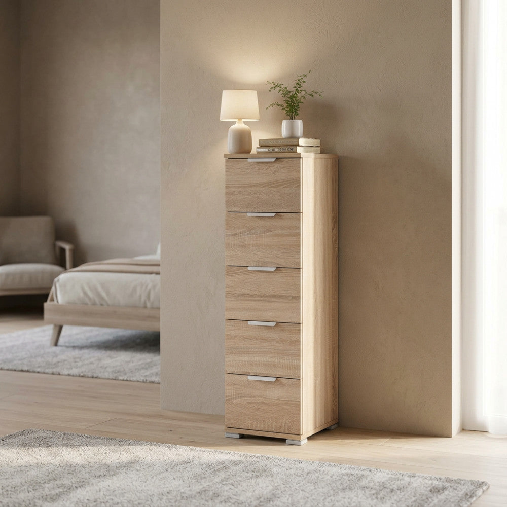CASSETTIERA TAZZ 5 CASSETTI NATURALE. Dimensioni: cm 45 x 38 x 85 h.