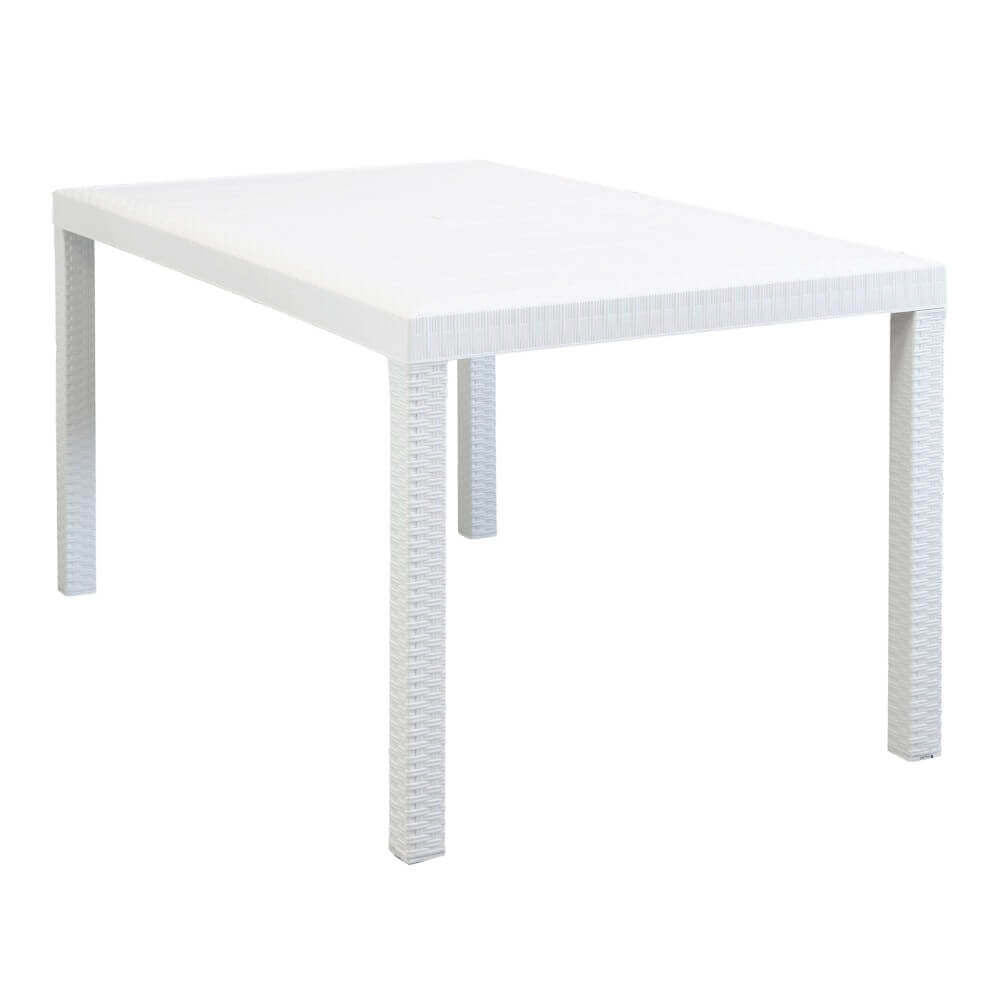 TAVOLO HOUSTON 150 X 90. Struttura in plastica stampata, wicker ANTRACITE o BIANCO o MARRONE Dimensioni: cm 150 x 90 x 74 h. Arredo Giardino
