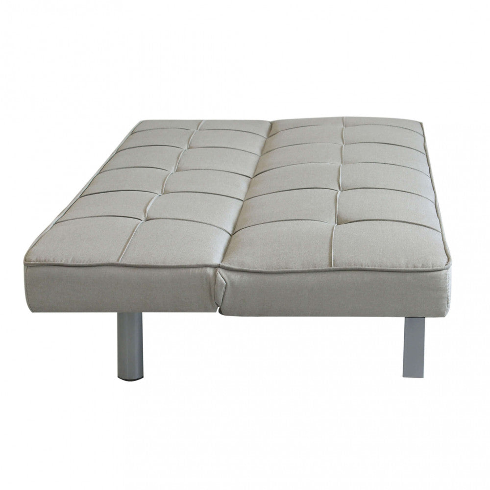 DIVANO LETTO AARON. Divano Letto GRIGIO CHIARO MELANGE struttura in metallo e legno Dimensioni: D.178x81x71/DL.178x96x35.