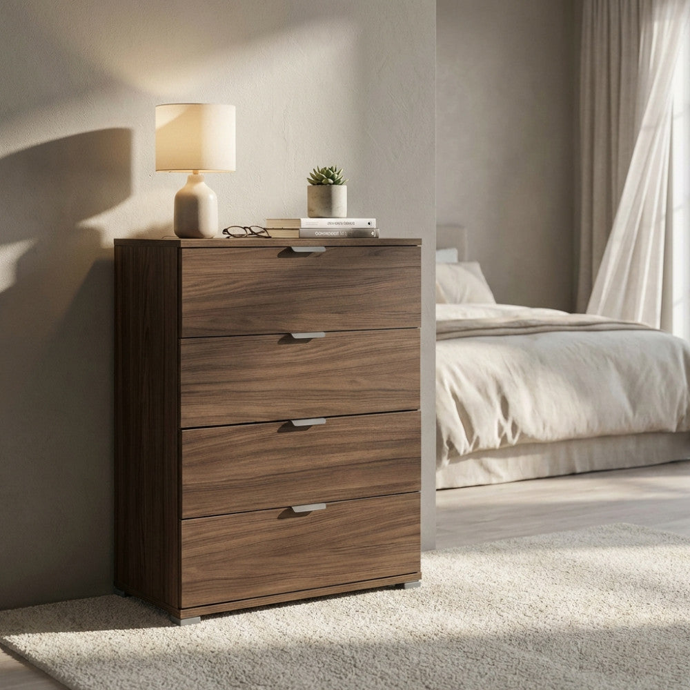 CASSETTIERA SAMOA 4 CASSETTI TINTA NOCE. Dimensioni: cm 60 x 38 x 85 h.