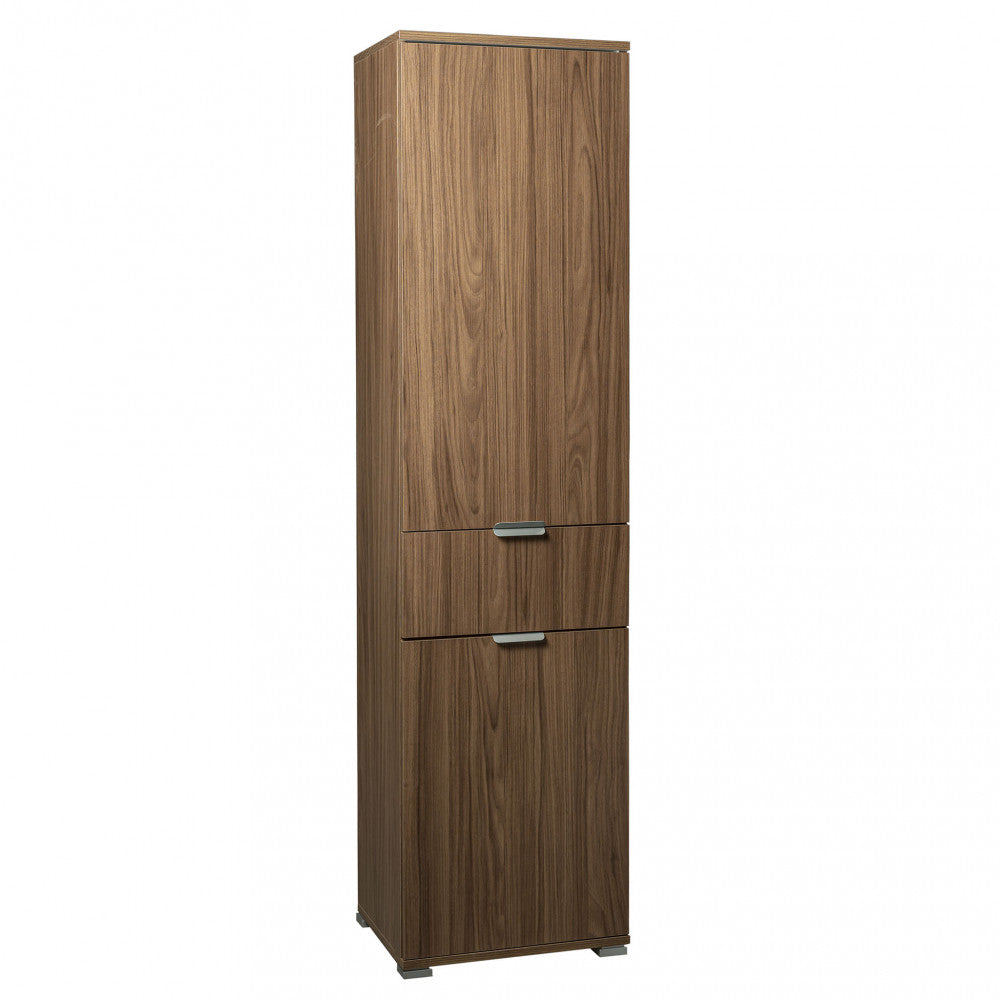 ARMADIO LIRIO CON 2 ANTE E 1 CASSETTO TINTA NOCE. Dimensioni: cm 45 x 38 x 174 h.