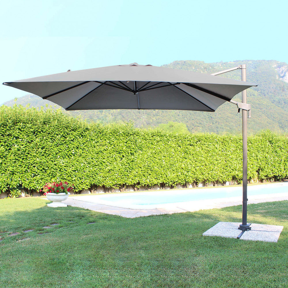 NEWTON BLACK UMBRELLA, 3 X 3, GREY COVER. 180g GREY polyester cover with windproof, 45x64mm rotating aluminum pole and 20x40mm metal pole, 8 13x22mm metal ribs, cross-shaped base. Dimensions: 3 x 3m. Garden Furniture