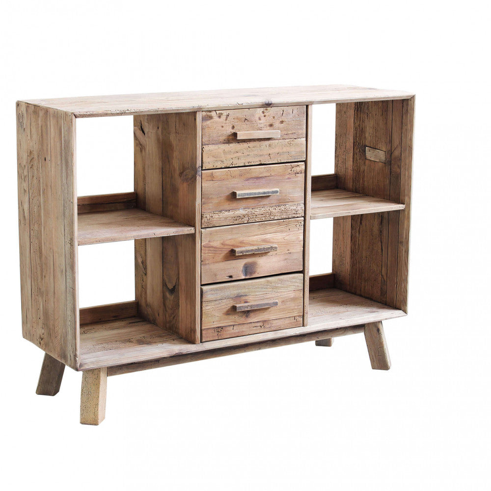 CREDENZA ADAM. Credenza con 4 cassetti e 4 ripiani in legno di pino riciclato Dimensioni: cm 120 x 40 x 90 h.
