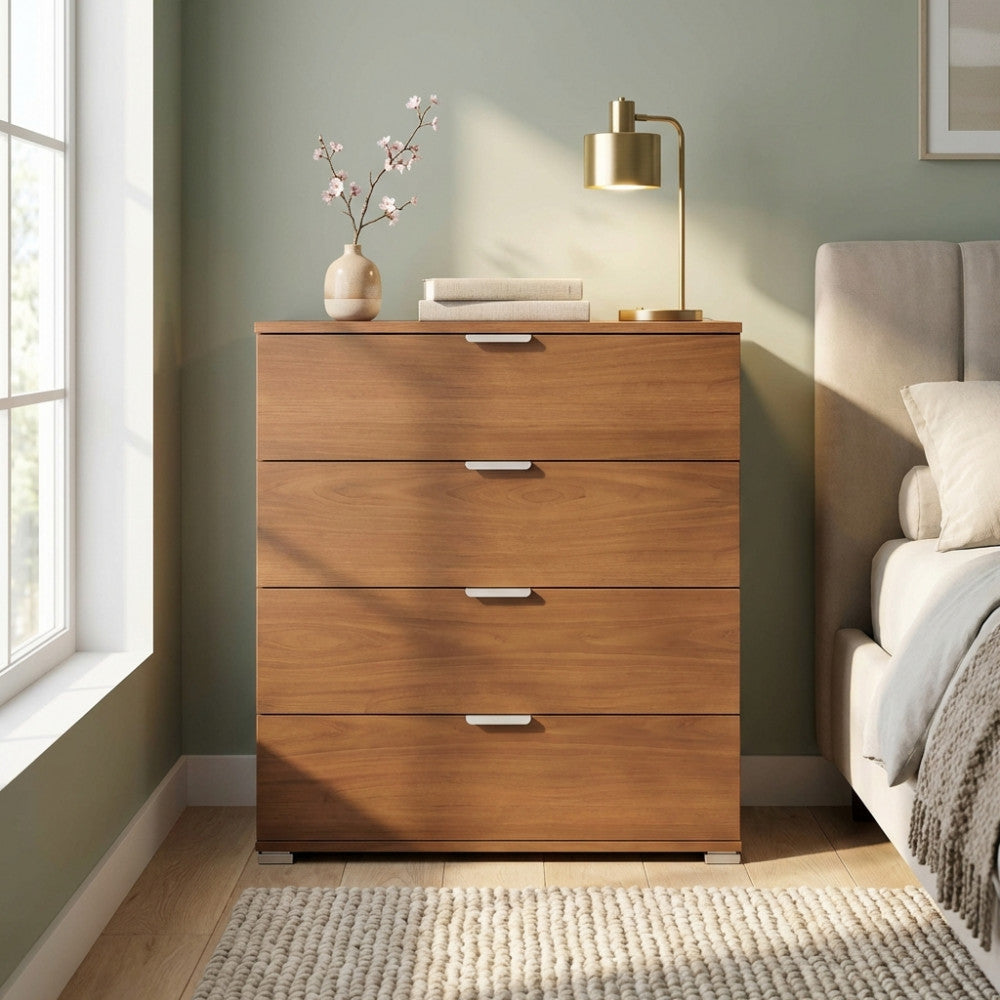 MOBILETTO YUKON 4 CASSETTI TINTA NOCE. Dimensioni: cm 75 x 38 x 85 h.