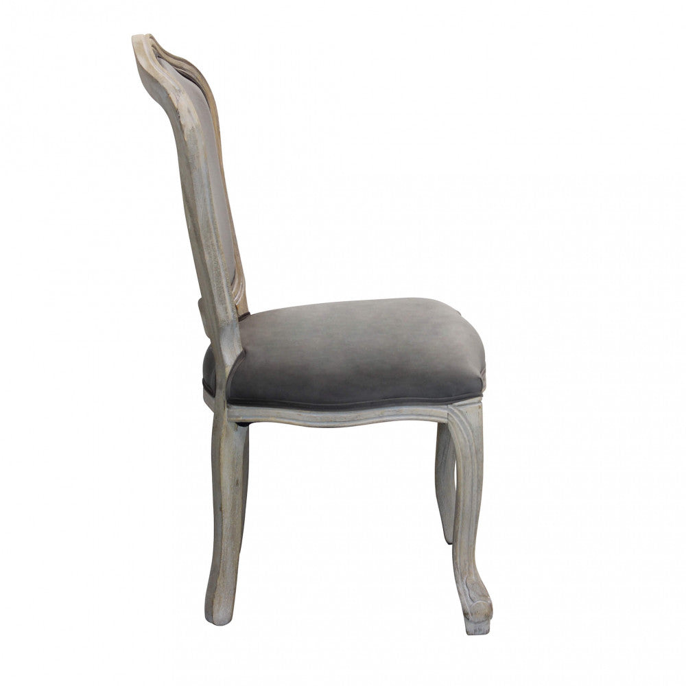 SEDIA CHARLENE IN VELLUTO TAUPE. Dimensioni: cm 52 x 50 x 100 h.