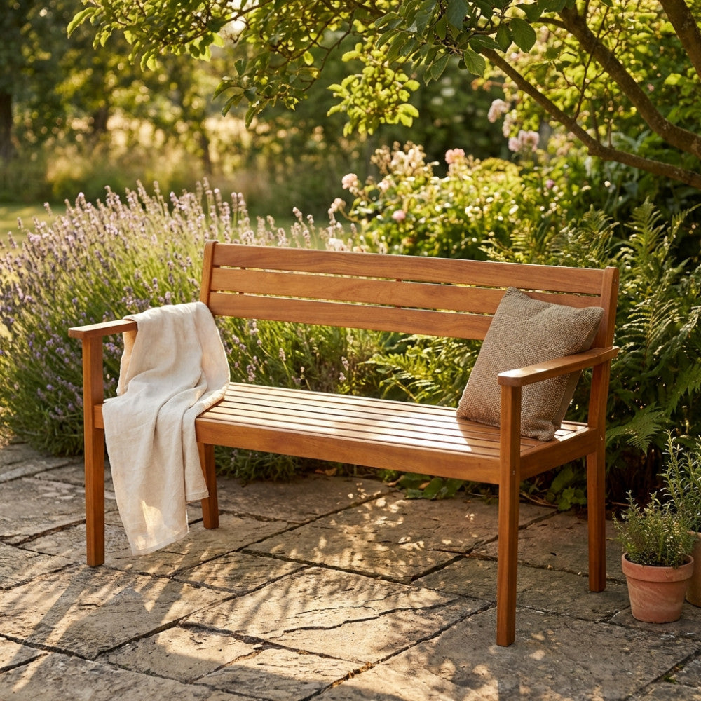 PANCA MINERVA 2 P. Legno di Acacia massiccio spessore 25 mm Dimensioni: cm 135 x 59 x 85 h. Arredo Giardino