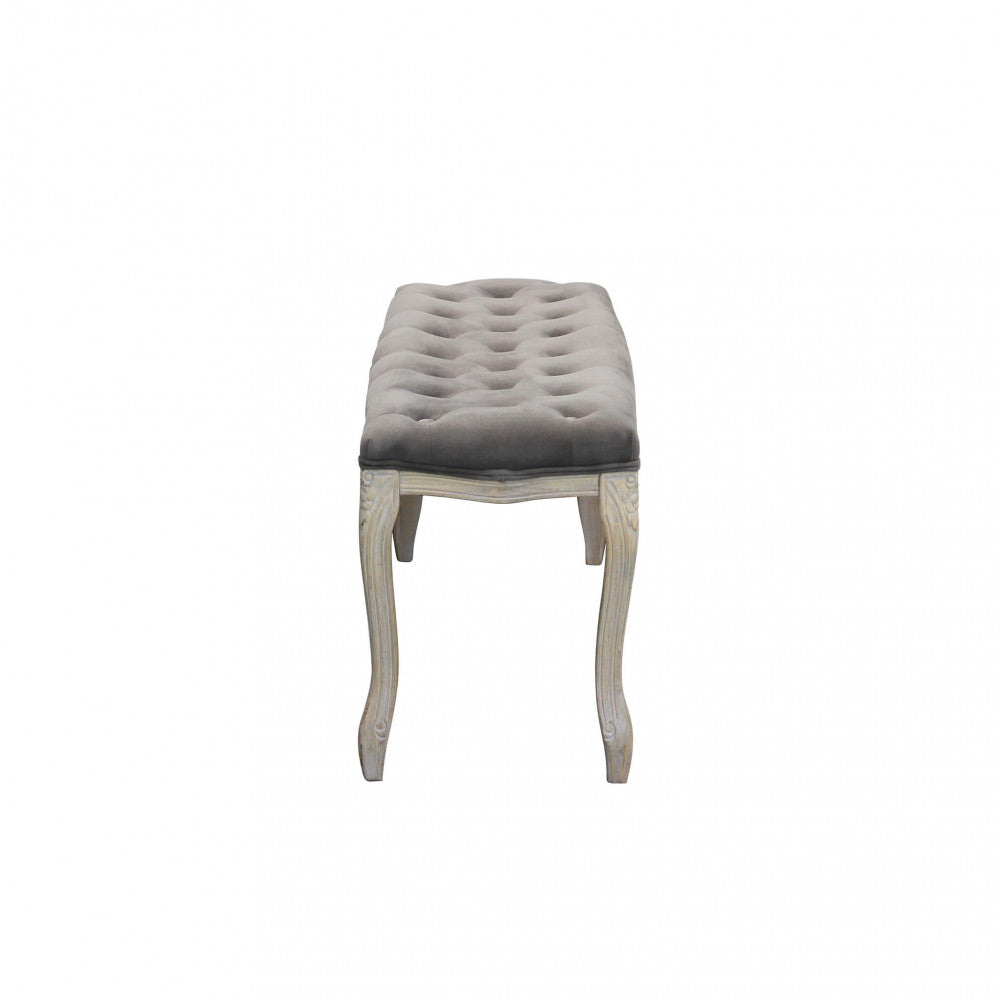 MISTY BENCH IN TAUPE VELVET. Dimensions: 110 x 36 x 47 h cm.