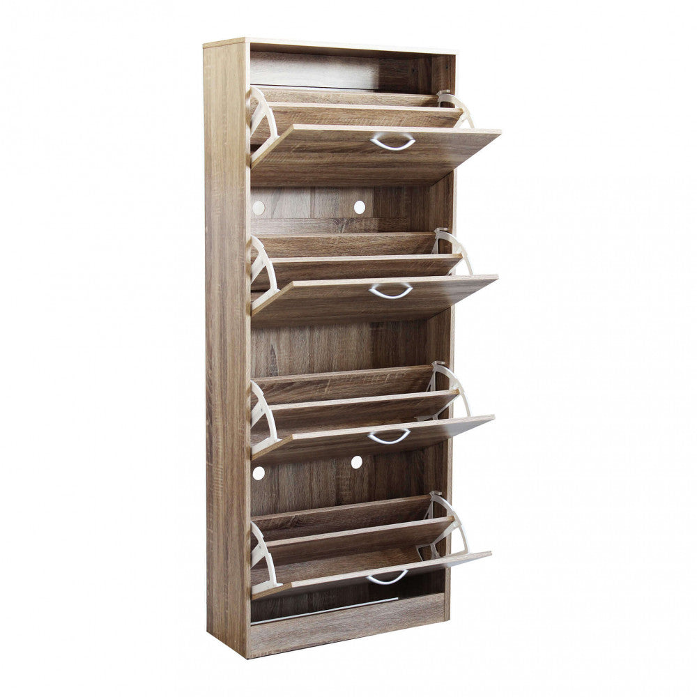 WENDY NATURAL SHOE RACK. Shoe rack with 4 wooden doors. Dimensions: 60 x 24 x 150 cm.