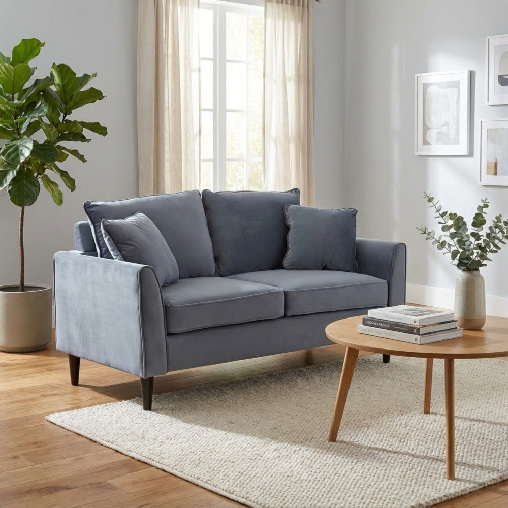 CHANDLER 2-SEAT SOFA. Sofa in TAUPE, BORDEAUX, GREY or BLUE velvet. Dimensions: 152 x 81 x 89 h cm.