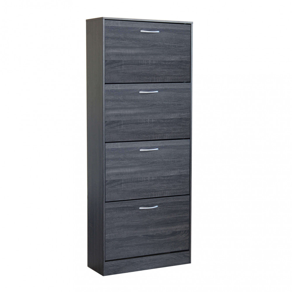 WENDY SHOE RACK DARK GREY. Shoe rack with 4 wooden doors. Dimensions: 60 x 24 x 150 cm h.