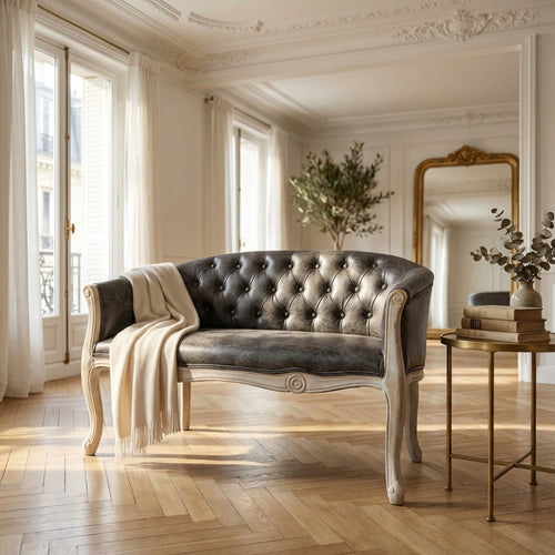 DIVANO COLEMAN IN ECOPELLE VINTAGE GRIGIO. Dimensioni: cm 107 x 61 x 70 h.