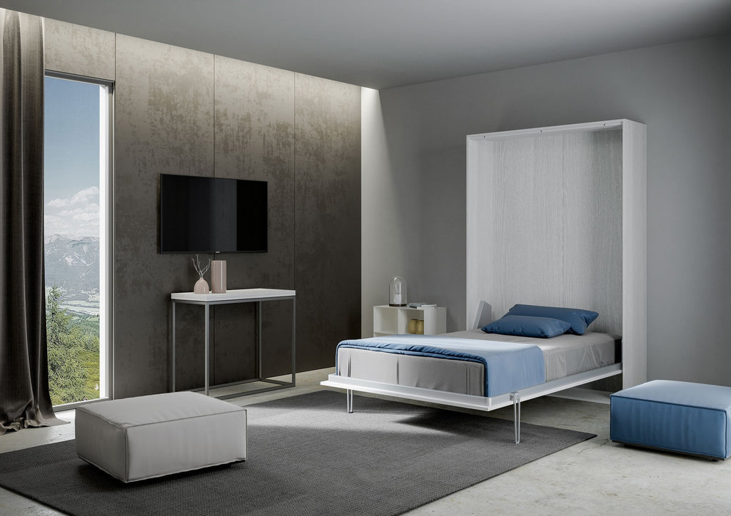 Letto a scomparsa 120 verticale Erbè Bianco Frassino