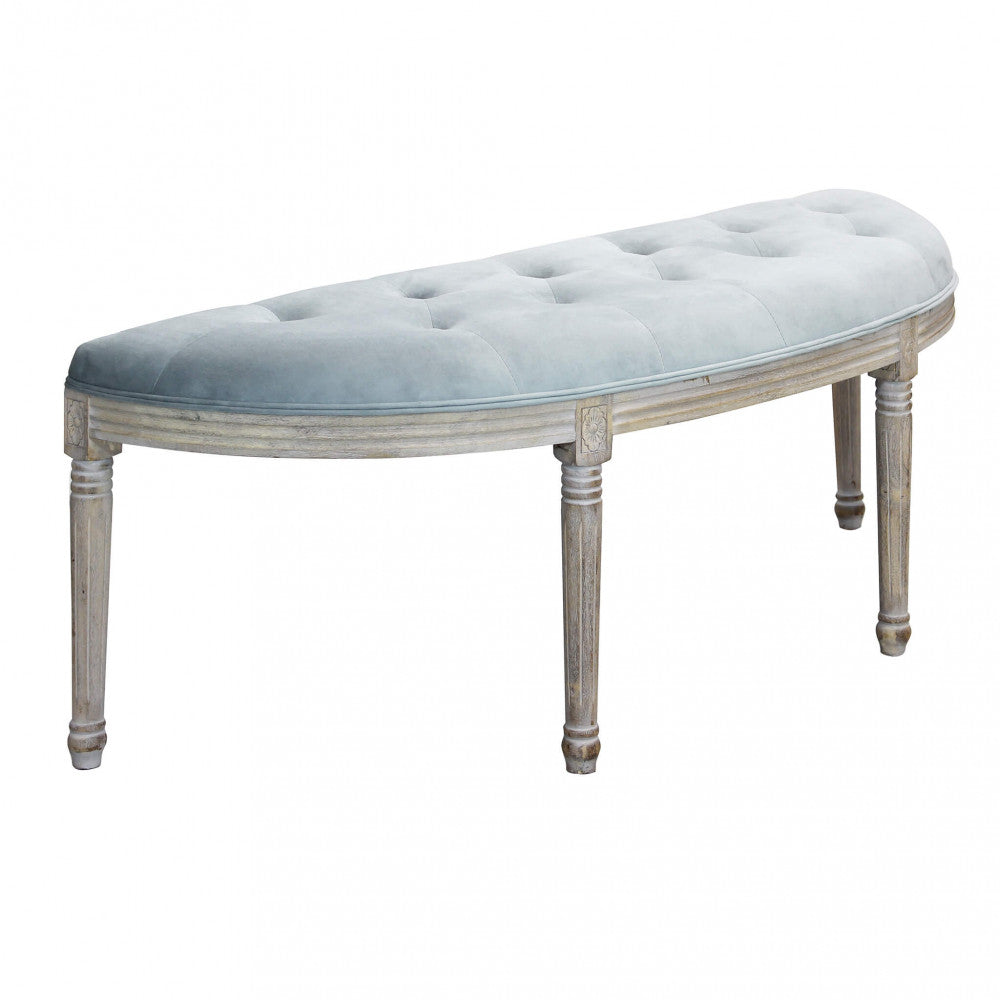 MARGI BENCH IN GREY VELVET. Dimensions: 125 x 45 x 48 cm h.