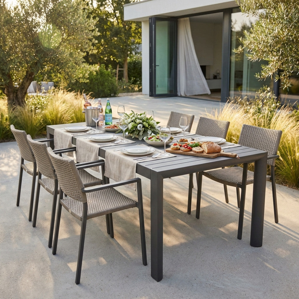 TAVOLO HOUSTON 135/180 X 70. Struttura in allumino ANTRACITE, TAUPE o BIANCA Dimensioni: cm 135/180 x 70 x 75 h. Arredo Giardino