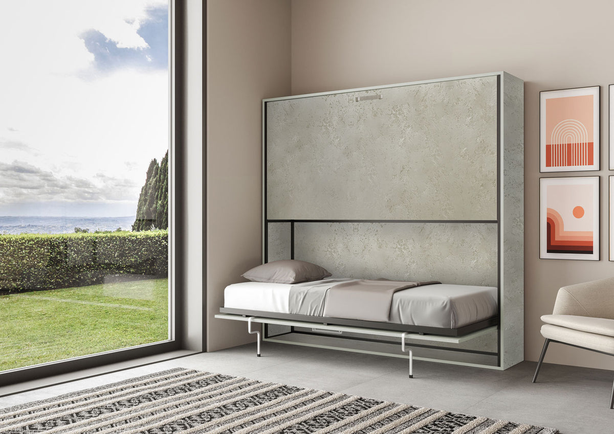 Letto a scomparsa doppio orizzontale Ferrara con materassi Cashmere