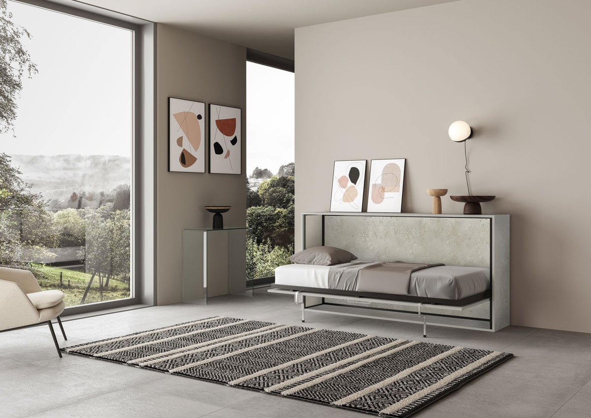 Letto a scomparsa singolo orizzontale Ferrara con materasso Cashmere