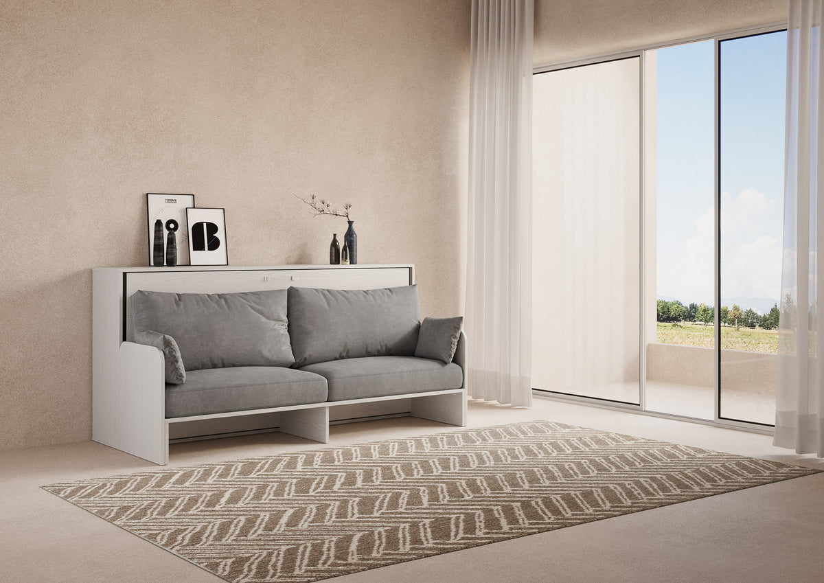 Letto a scomparsa singolo orizzontale Ferrara Sofà Bianco Frassino