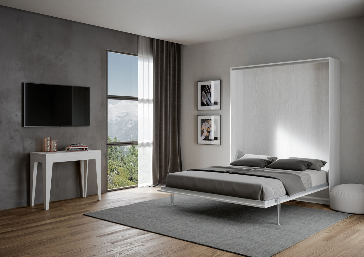 Letto a scomparsa 140 verticale Erbè Bianco Frassino
