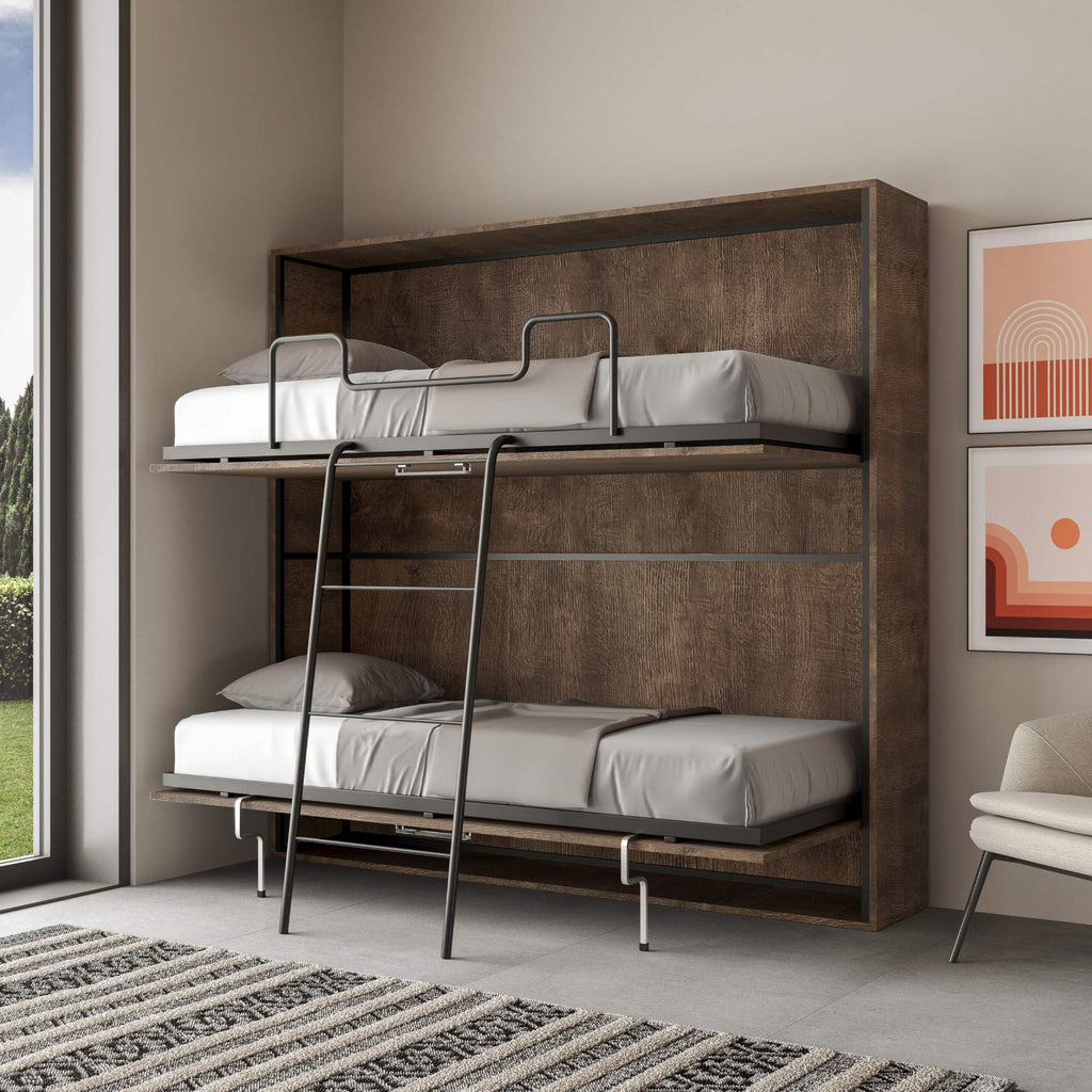 Letto a scomparsa doppio orizzontale Ferrara Noce