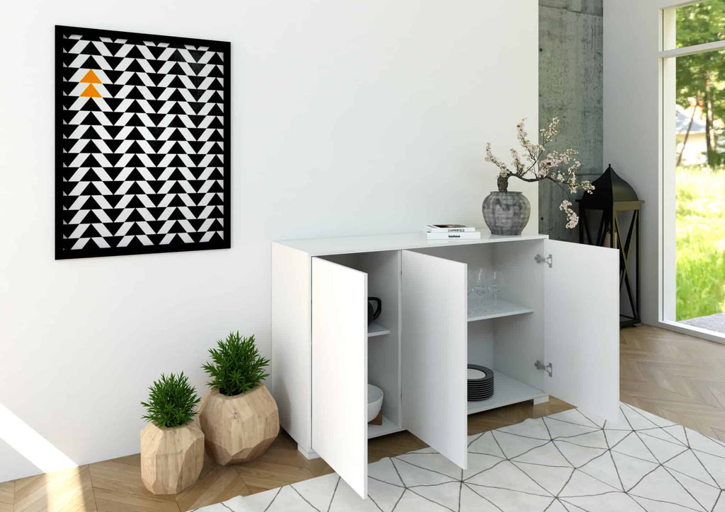 Madia 3 ante 130x40x83 cm Ladinia bianco lucido