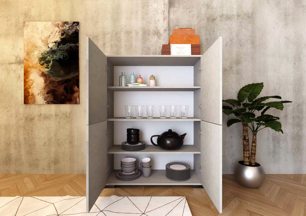 Credenza alta 4 ante 90x35x120 cm Ladinia cashmere