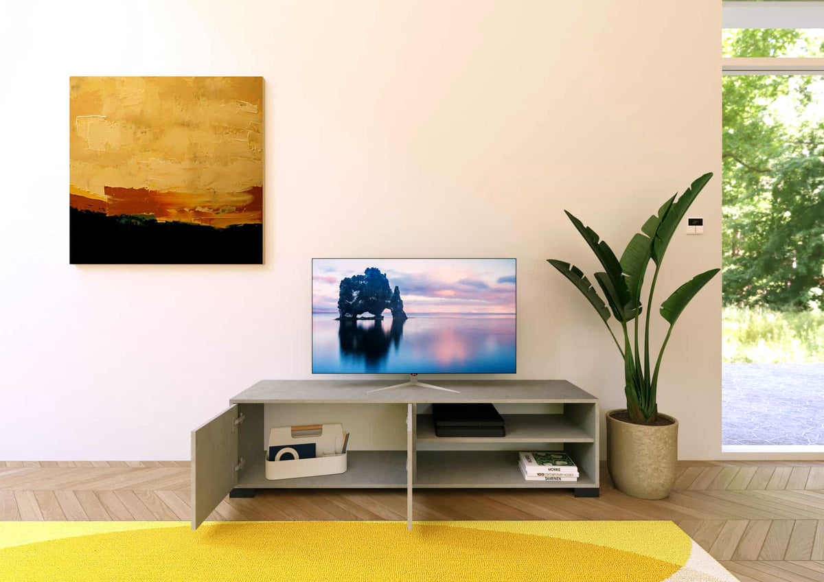 Porta TV 2 ante con vano a giorno 150x40x40 cm Ladinia cashmere