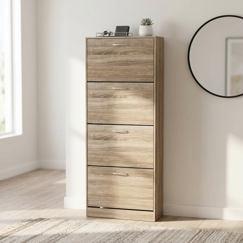 SCARPIERA WENDY NATURALE. Scarpiera con 4 ante in legno Dimensioni: cm 60 x 24 x 150 h.