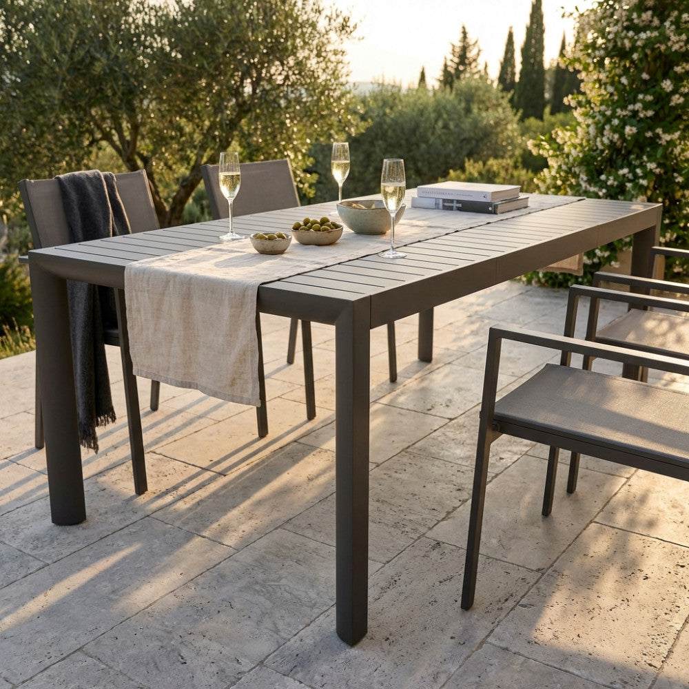 TAVOLO HOUSTON 225/300 X 100. Struttura in allumino ANTRACITE o TAUPE o BIANCO Dimensioni: cm 225/300 x 100 x 75 h. Arredo Giardino