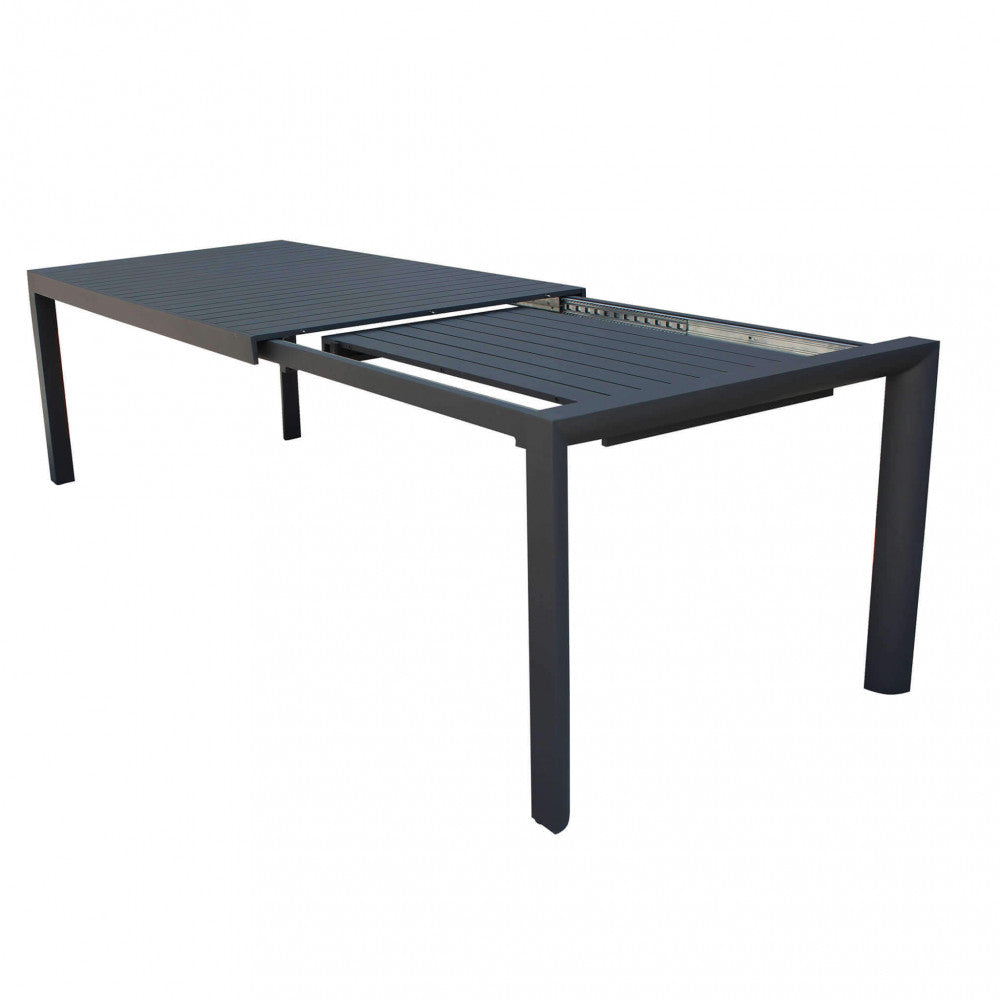 HOUSTON TABLE 225/300 X 100. Structure in ANTHRACITE or TAUPE or WHITE aluminum. Dimensions: 225/300 x 100 x 75 h cm. Garden furniture.