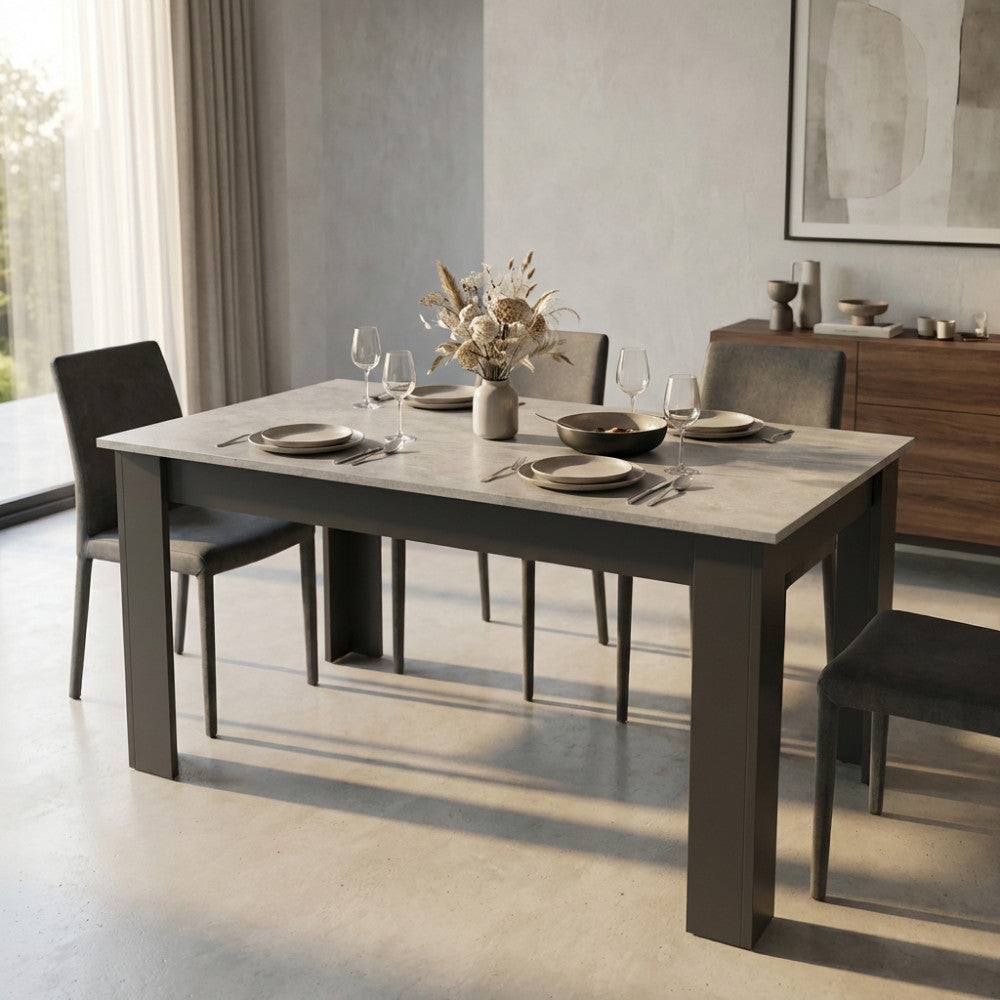 TAVOLO GEMMA ANTRACITE E GRIGIO SCURO EFFETTO CEMENTO. Tavolo in legno ANTRACITE e GRIGIO SCURO EFFETTO CEMENTO Dimensioni: cm 160/200 x 90 x 75 h. Arredo Giardino