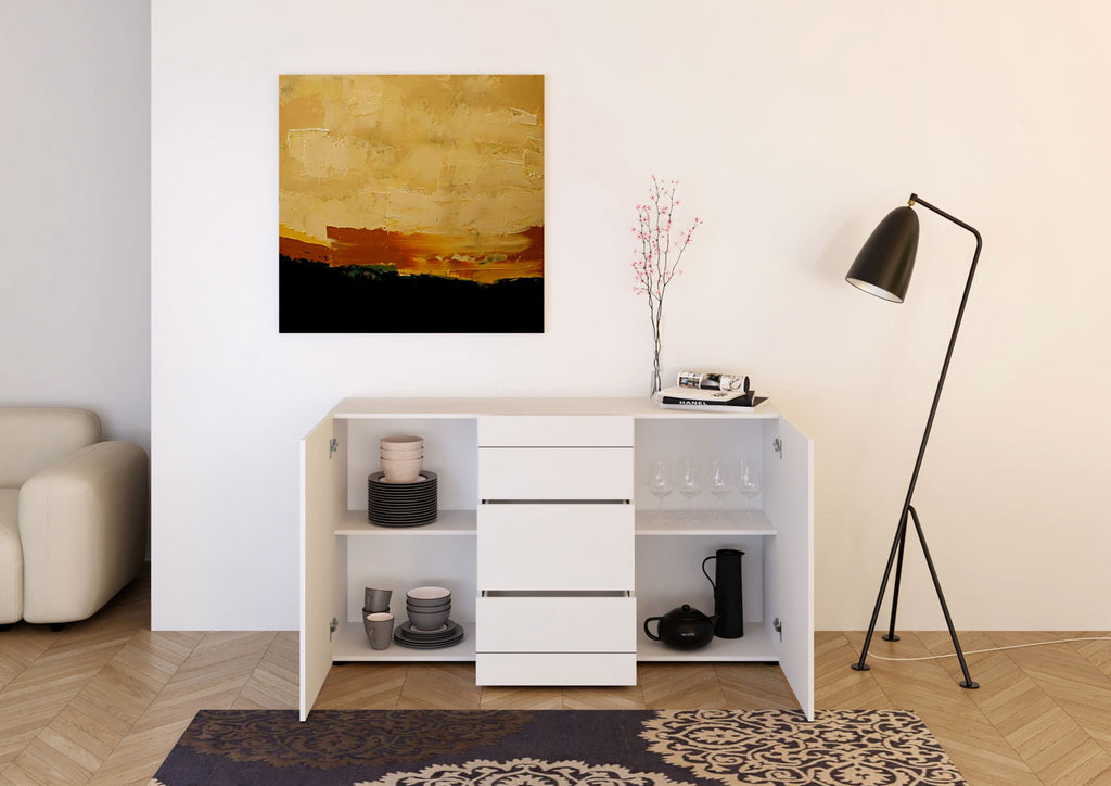 Madia 2 ante/3 cassetti 150x40x83,5 cm Fassa bianco lucido