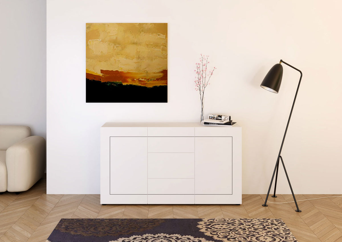 Madia 2 ante/3 cassetti 150x40x83,5 cm Fassa bianco lucido