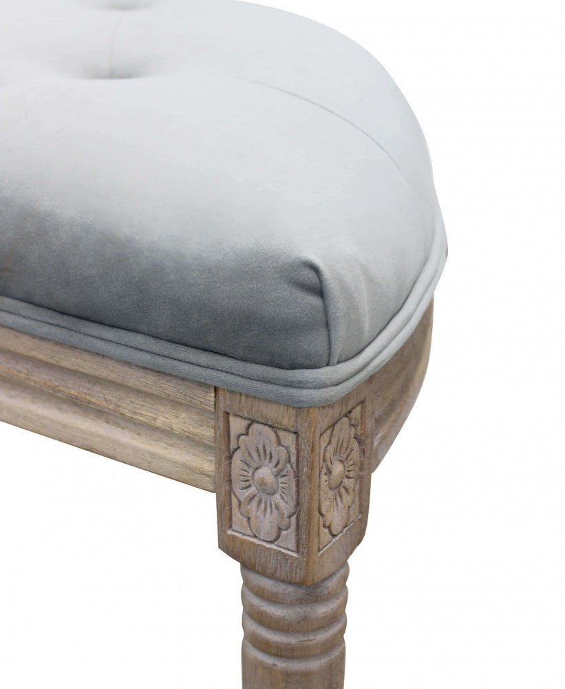 PANCA MARGI IN VELLUTO GRIGIO. Dimensioni: cm 125 x 45 x 48 h.