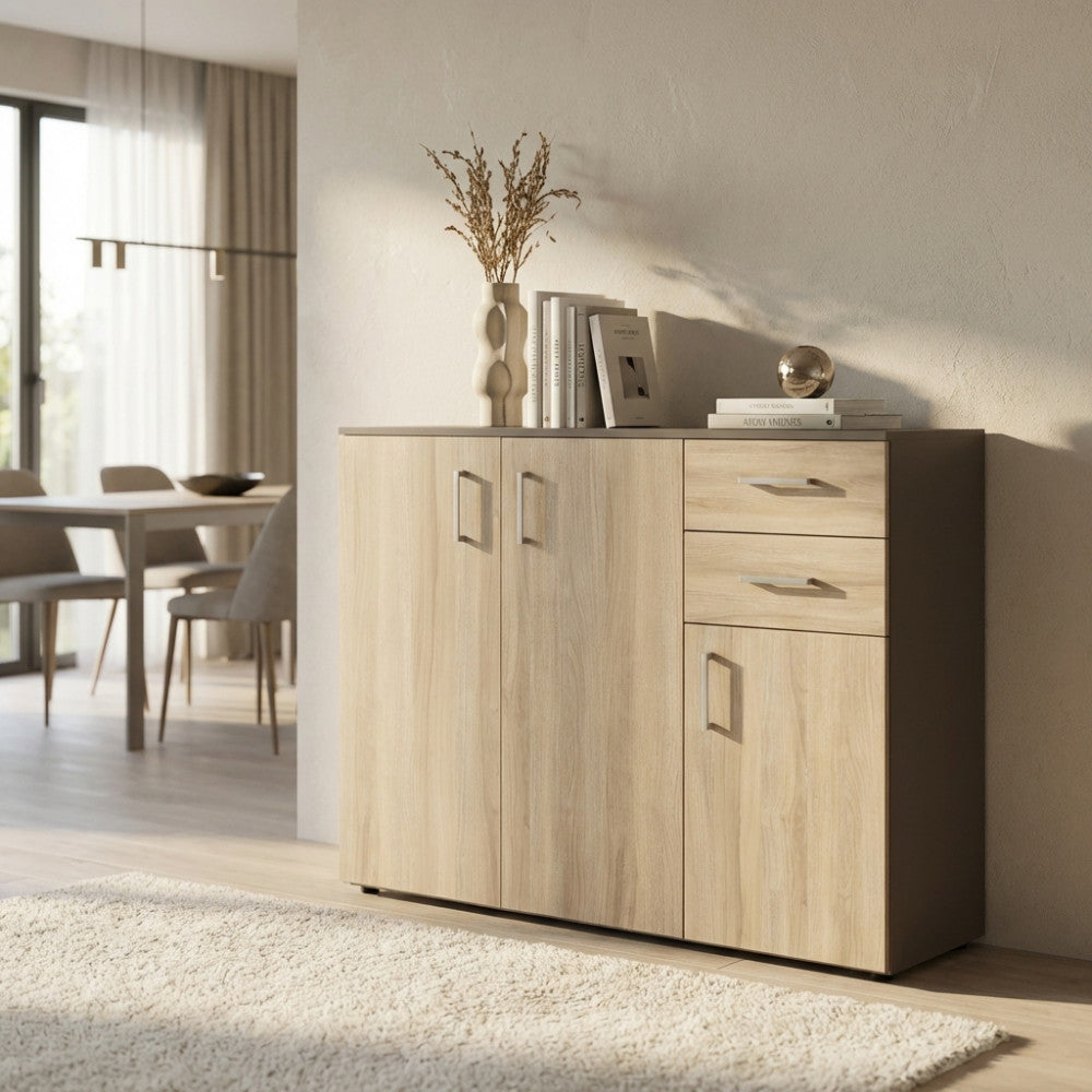 FLEXI FURNITURE IN GREY AND ELM. Dimensions: 106 x 36 x 83 cm.