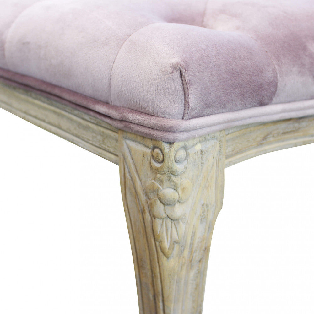MISTY BENCH IN PINK VELVET. Dimensions: 110 x 36 x 47 cm h.