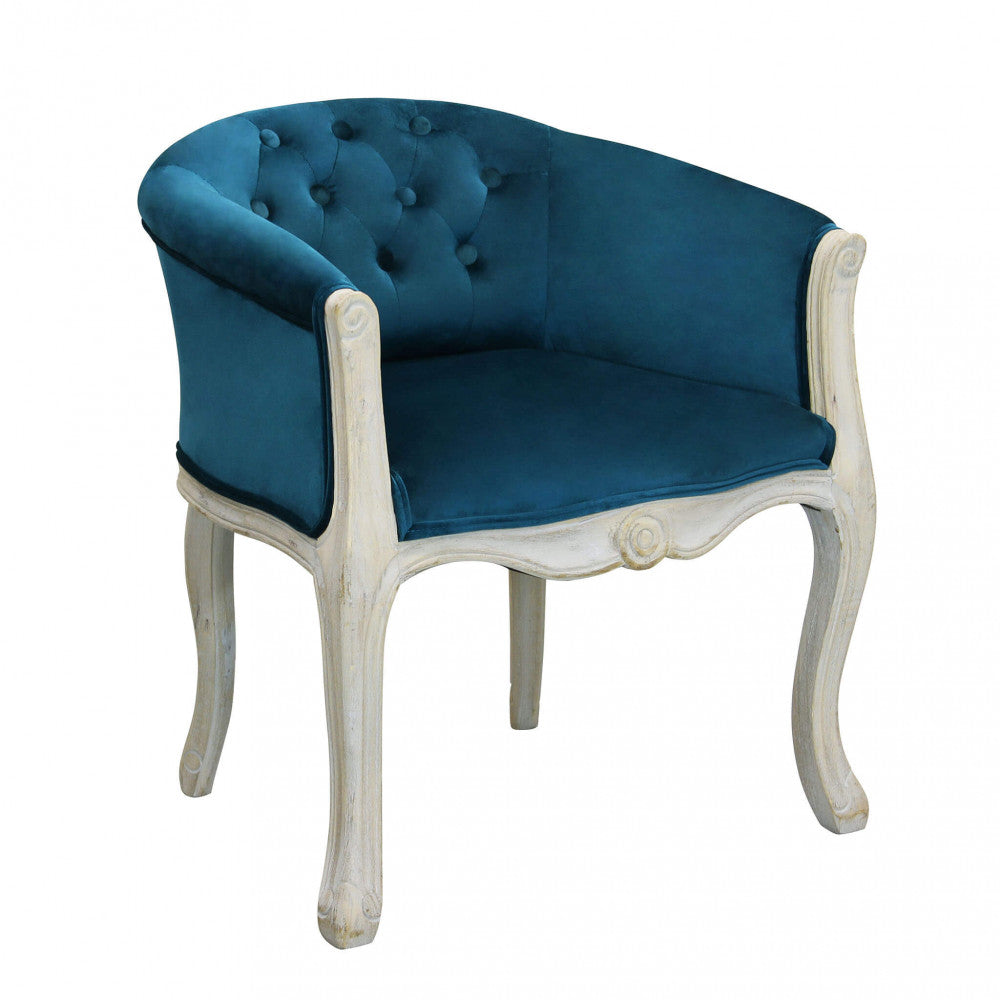 POLTRONA COREEN IN VELLUTO BLU. Dimensioni: cm 61 x 61 x 71 h.