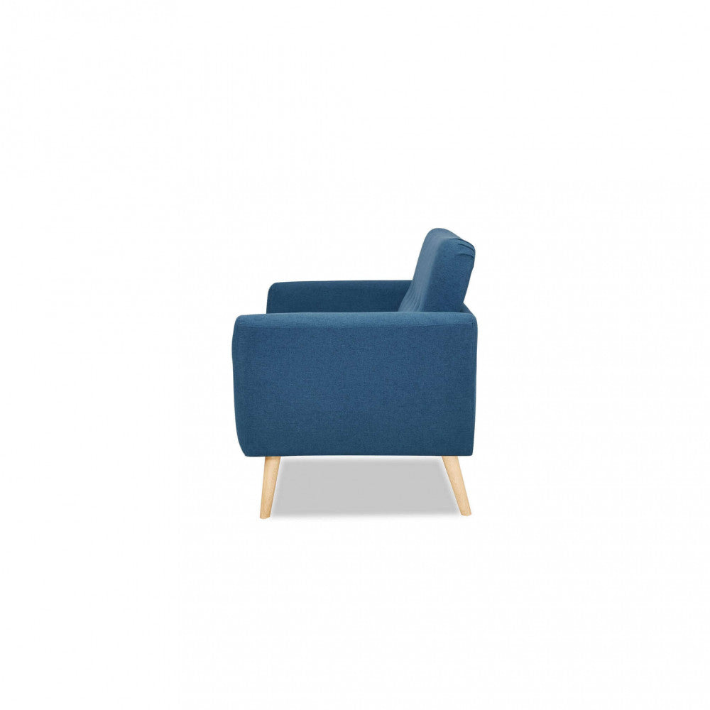 BURTON 2-SEATER SOFA. LIGHT GREY, DARK GREY or BLUE sofa with buttons and polypropylene legs. Dimensions: 147 x 79 x 86 h cm.