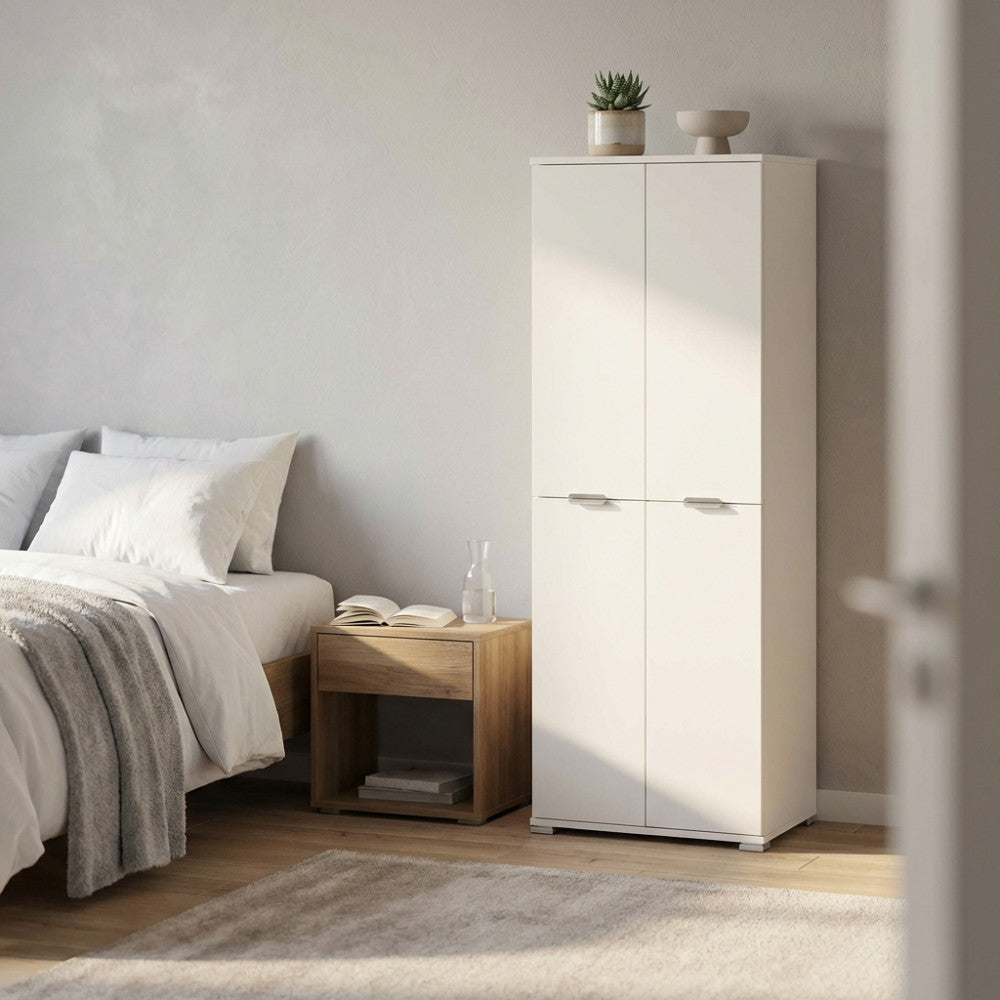 TENA 4-DOOR WHITE WARDROBE. Dimensions: 60 x 38 x 174 cm h.