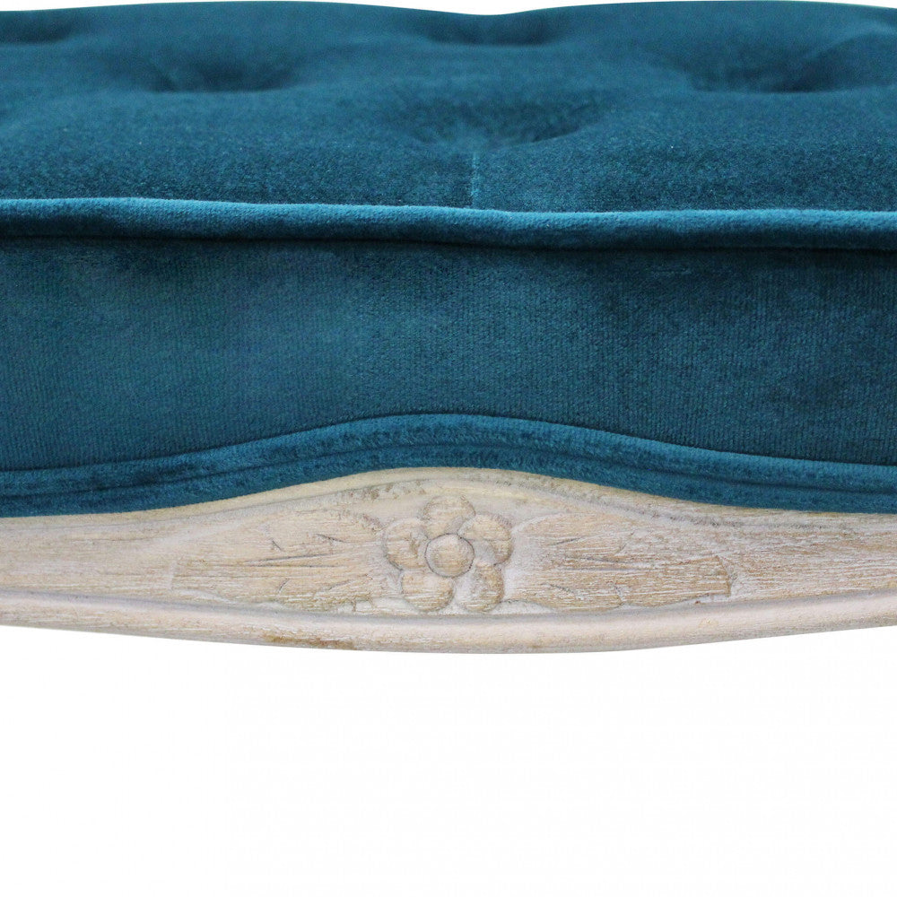 SGABELLO MARLY IN VELLUTO BLU. Dimensioni: cm 50 x 36 x 47 h.