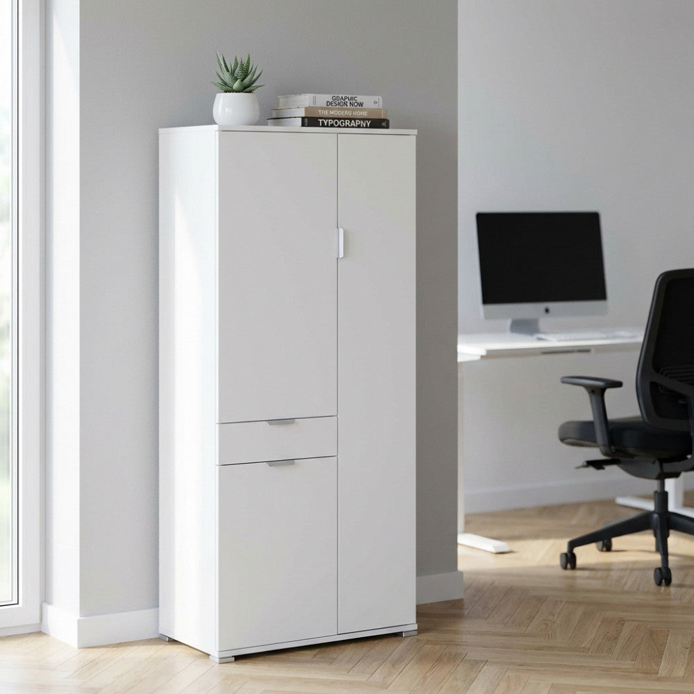 ARMADIO ECO CON 3 ANTE E 1 CASSETTO BIANCO. Dimensioni: cm 75 x 38 x 174 h.