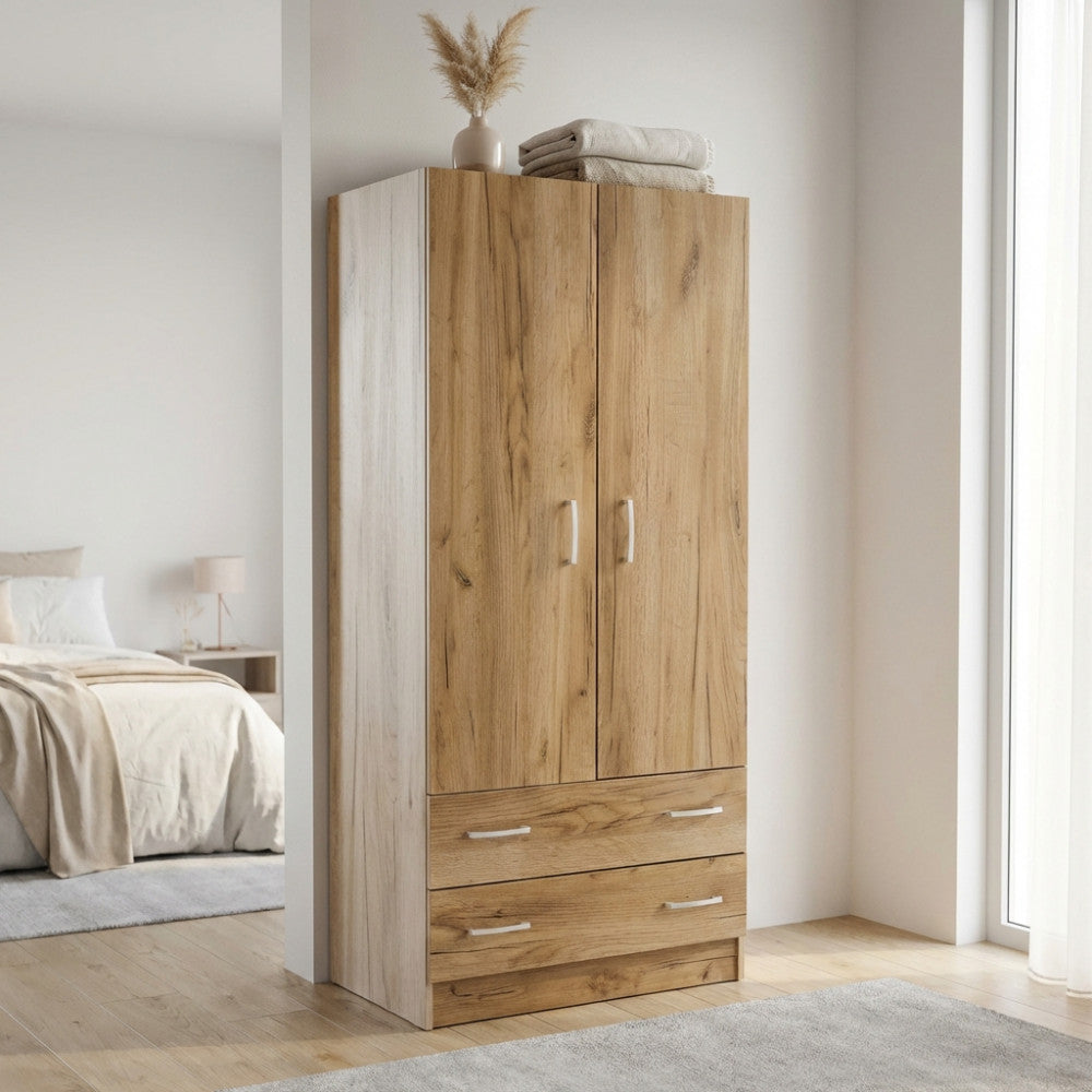 ARMADIO 2 ANTE E DUE CASSETTI POP OLMO. Armadio in legno OLMO Dimensioni: cm 80 x 52 x 180 h.