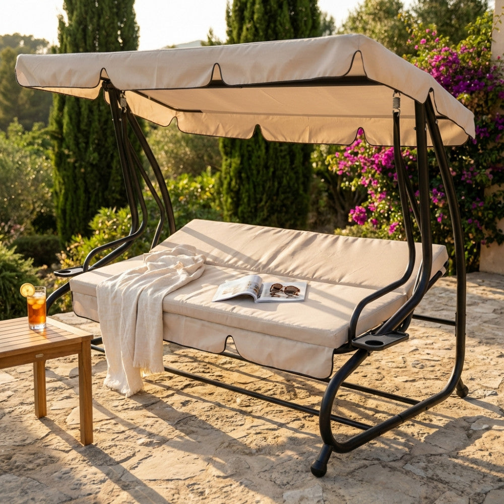 WAVY ROCKING RELAXATION BED WITH CUSHIONS. Dimensions: Garden Furniture