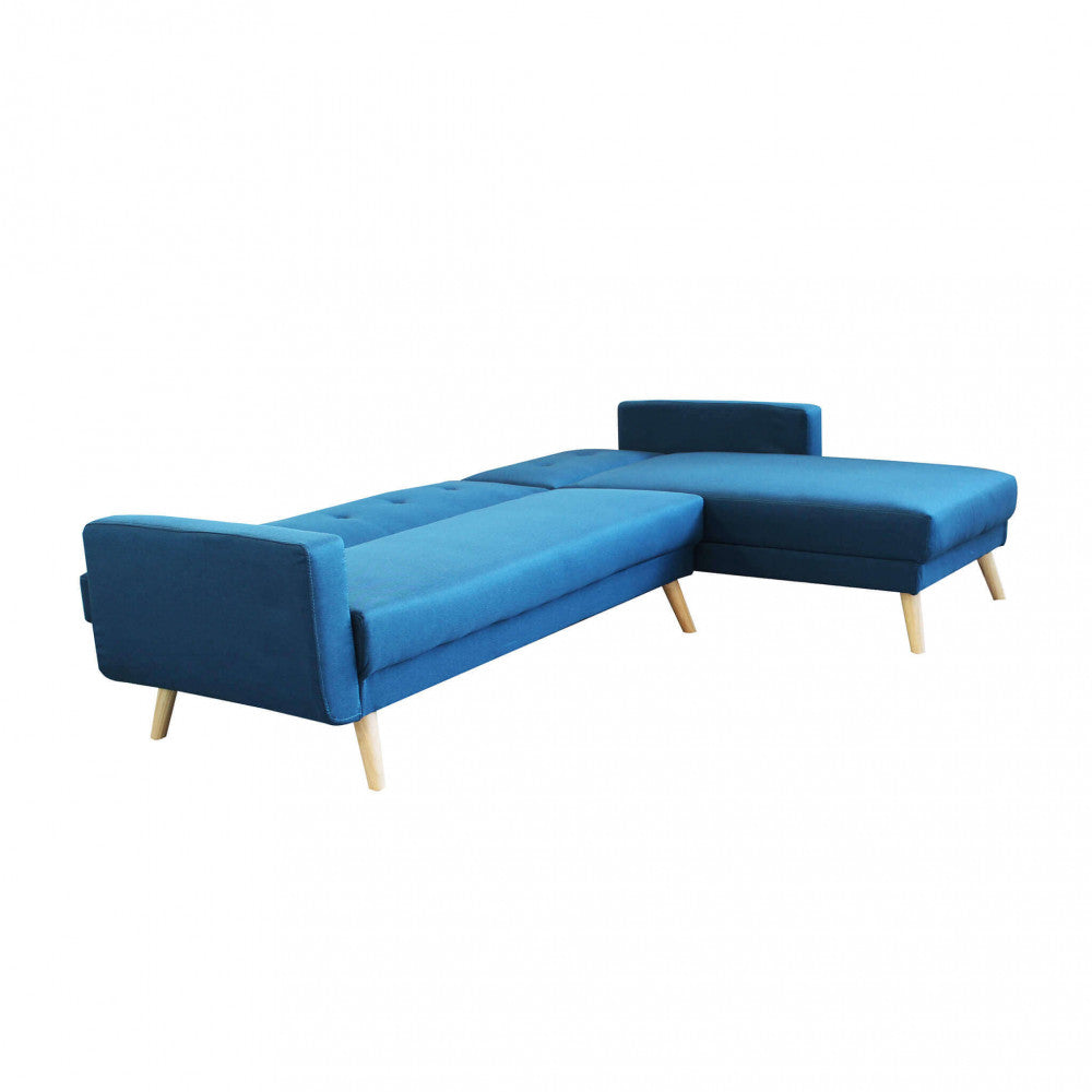 ARTHUR SOFA BED. MELANGE BLUE sofa bed with metal and wood frame. Dimensions: D.176x84x84/DL.176x105x45/S.74x157x84/SL.74x178x45.