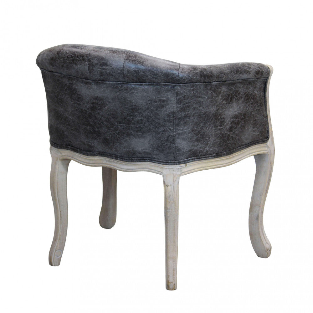 POLTRONA COREEN IN ECOPELLE VINTAGE GRIGIO. Dimensioni: cm 61 x 61 x 71 h.