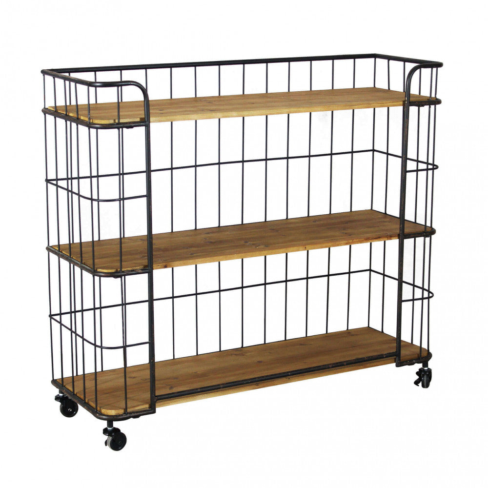 MOBILE ALBAN. Mobile in ferro e legno con 3 ripiani Dimensioni: cm 104 x 36 x 93 h.
