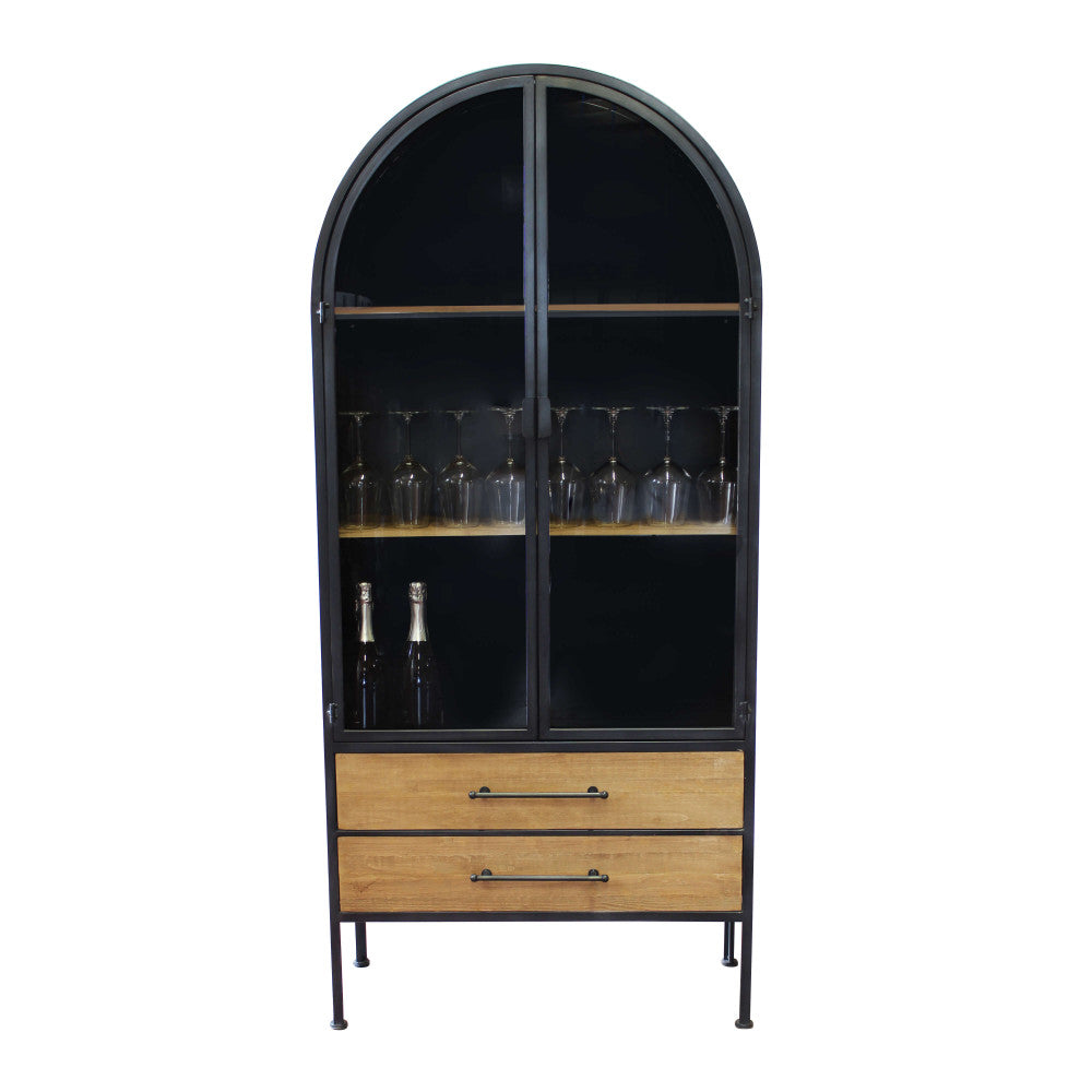 MOBILE CHADWICK. Mobile in ferro e legno con 2 ante, 2 ripiani e 2 cassetti Dimensioni: cm 81,5 x 40 x 180 h.